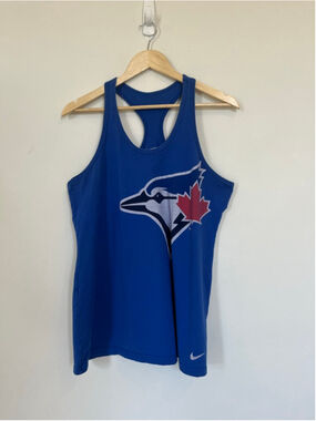 Nike Blue Jays Tank Top XL Blue Red Racerback Loose Fit MLB Cotton Toronto